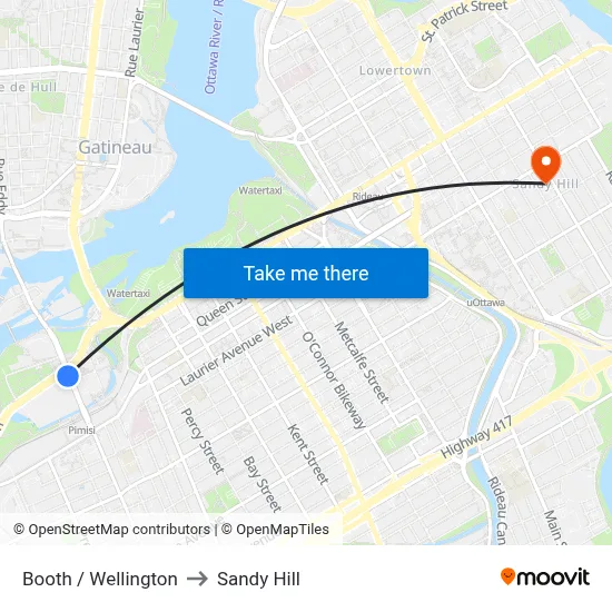 Booth / Wellington to Sandy Hill map