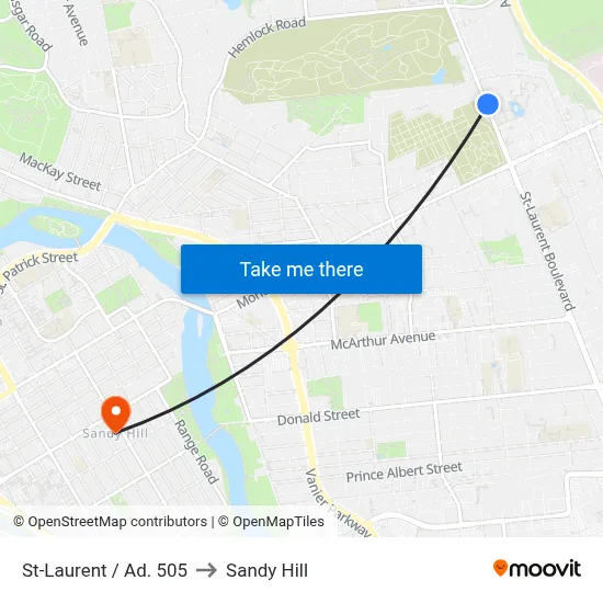 St-Laurent / Ad. 505 to Sandy Hill map