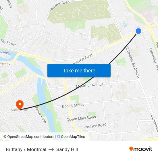 Brittany / Montréal to Sandy Hill map