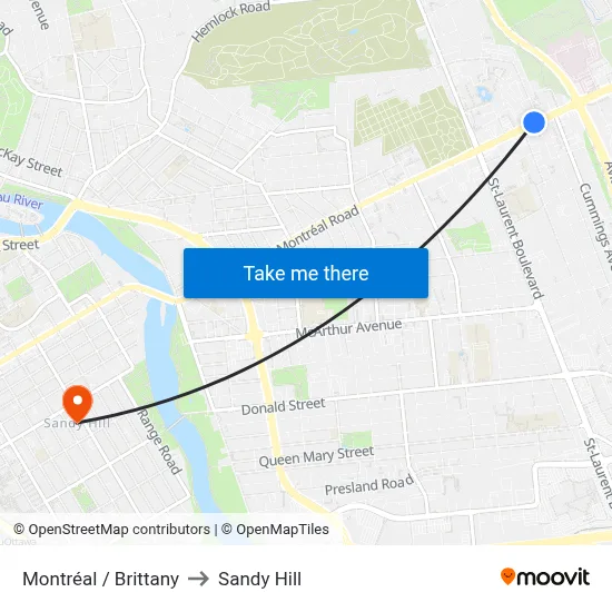 Montréal / Brittany to Sandy Hill map