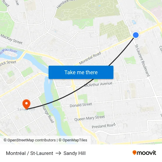 Montréal / St-Laurent to Sandy Hill map