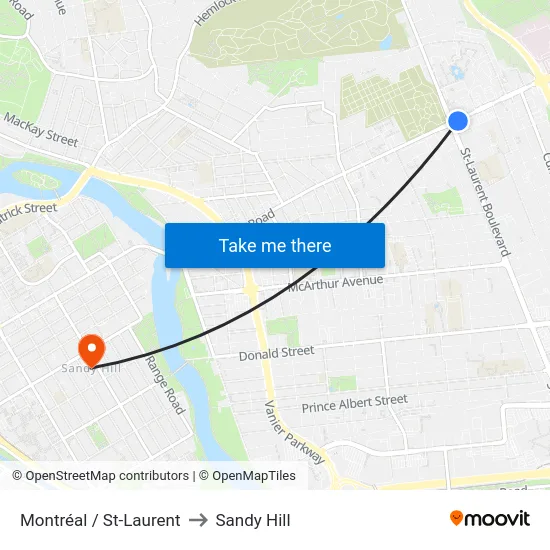 Montréal / St-Laurent to Sandy Hill map