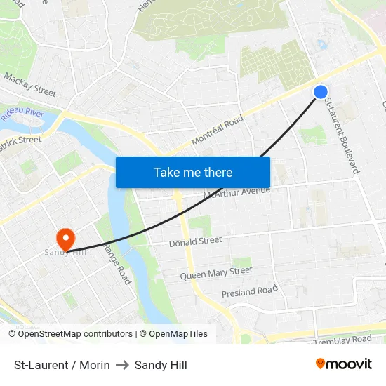 St-Laurent / Morin to Sandy Hill map