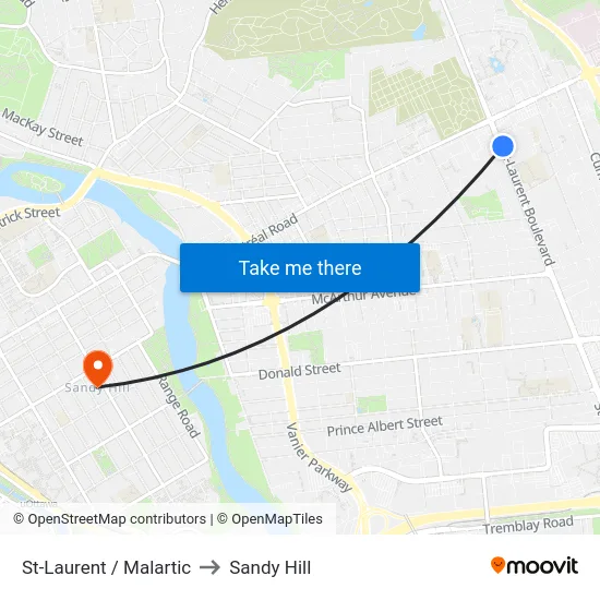 St-Laurent / Malartic to Sandy Hill map