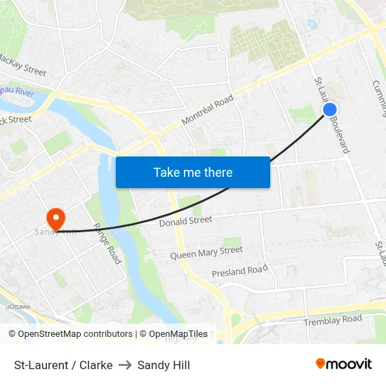 St-Laurent / Clarke to Sandy Hill map