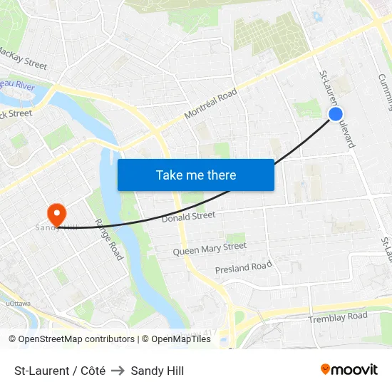 St-Laurent / Côté to Sandy Hill map