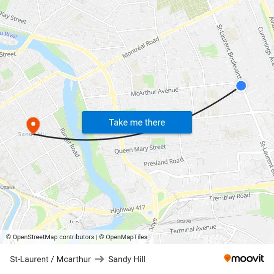 St-Laurent / Mcarthur to Sandy Hill map