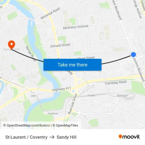 St-Laurent / Coventry to Sandy Hill map