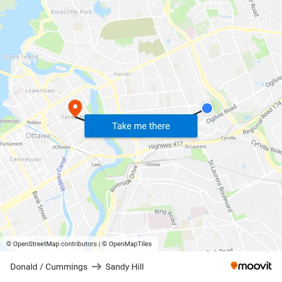 Donald / Cummings to Sandy Hill map