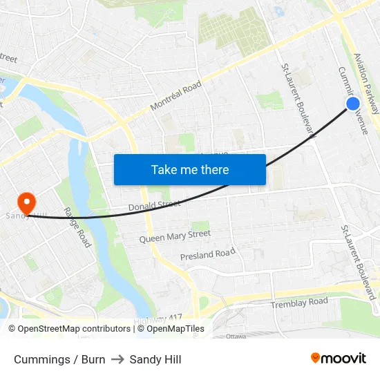Cummings / Burn to Sandy Hill map