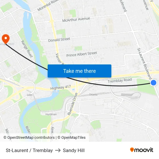 St-Laurent / Tremblay to Sandy Hill map