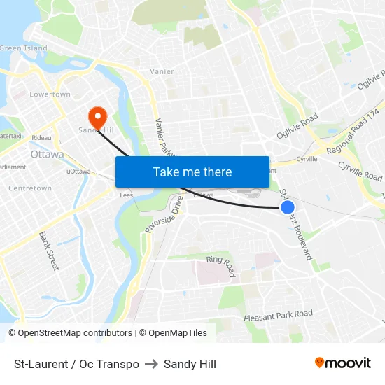St-Laurent / Oc Transpo to Sandy Hill map
