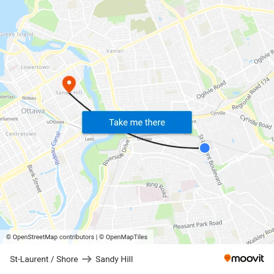 St-Laurent / Shore to Sandy Hill map
