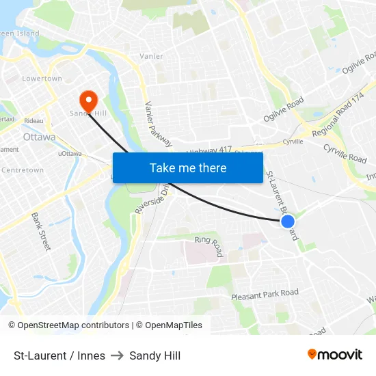 St-Laurent / Innes to Sandy Hill map