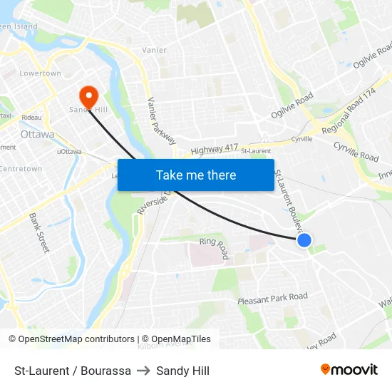 St-Laurent / Bourassa to Sandy Hill map