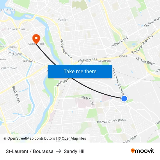 St-Laurent / Bourassa to Sandy Hill map