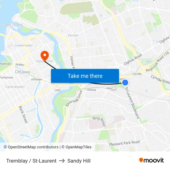 Tremblay / St-Laurent to Sandy Hill map
