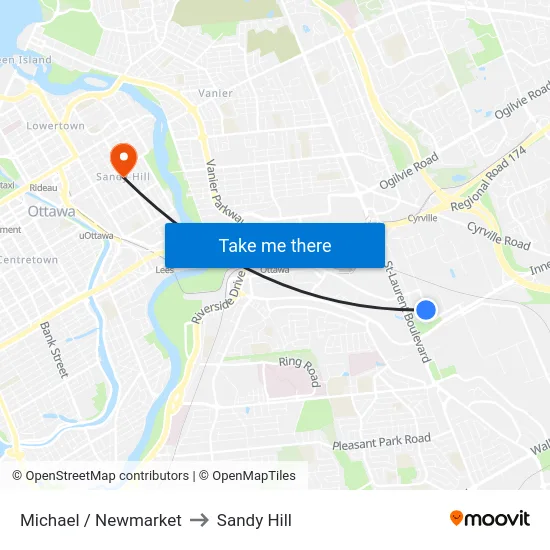 Michael / Newmarket to Sandy Hill map