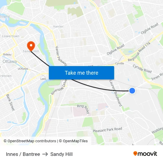 Innes / Bantree to Sandy Hill map