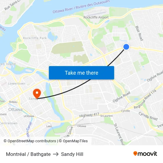 Montréal / Bathgate to Sandy Hill map