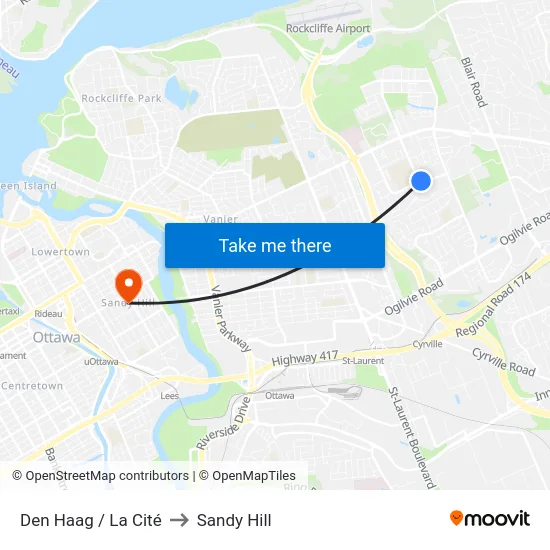 Den Haag / La Cité to Sandy Hill map