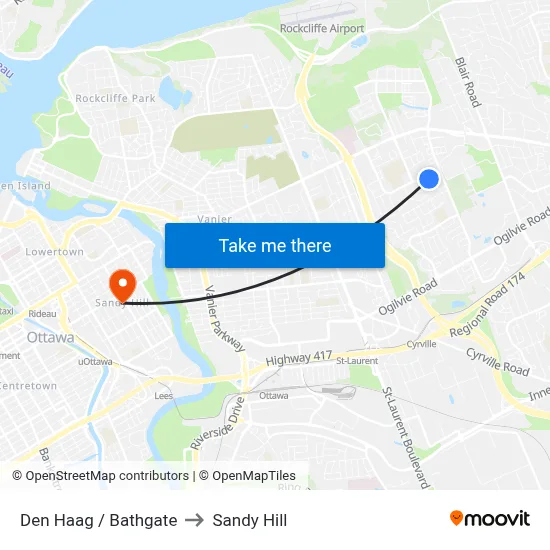 Den Haag / Bathgate to Sandy Hill map