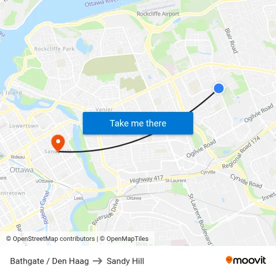 Bathgate / Den Haag to Sandy Hill map