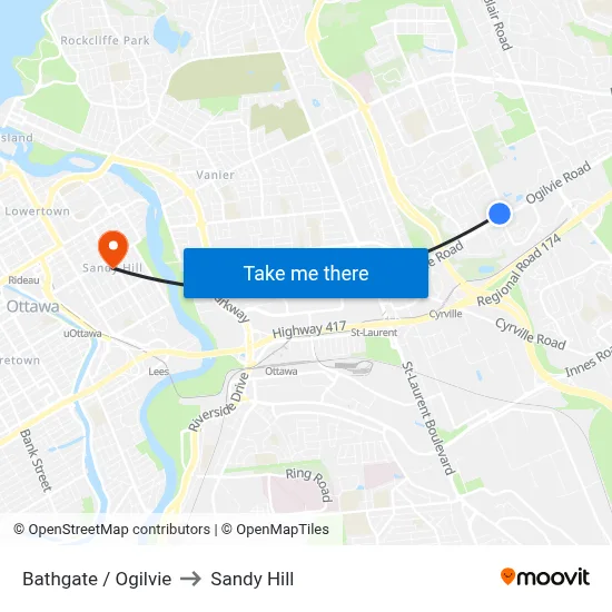Bathgate / Ogilvie to Sandy Hill map