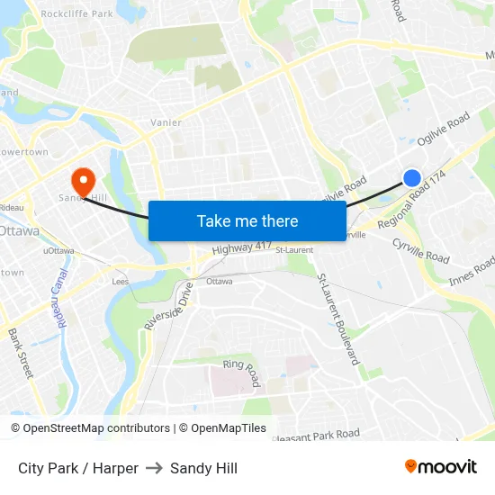 City Park / Harper to Sandy Hill map