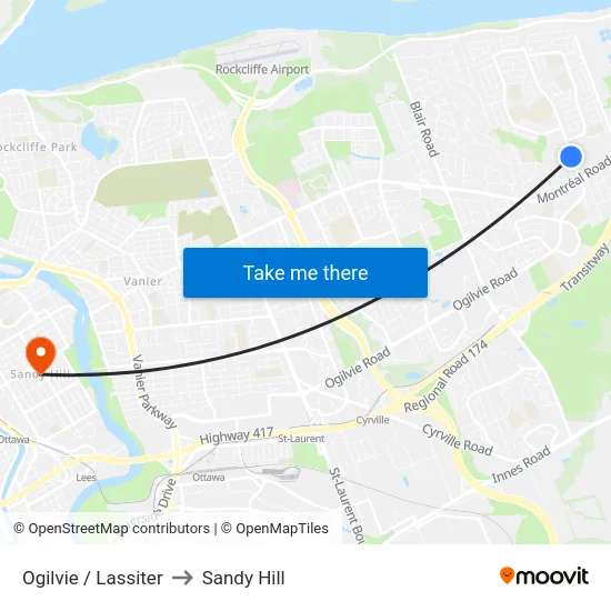 Ogilvie / Lassiter to Sandy Hill map