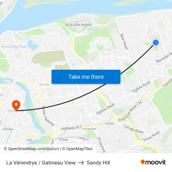La Vérendrye / Gatineau View to Sandy Hill map