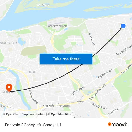 Eastvale / Casey to Sandy Hill map
