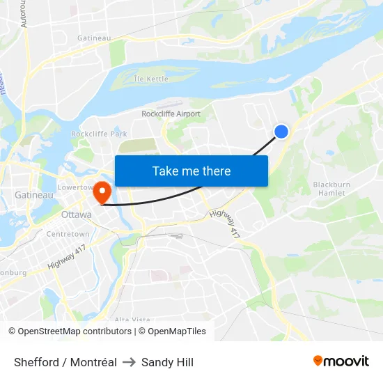 Shefford / Montréal to Sandy Hill map