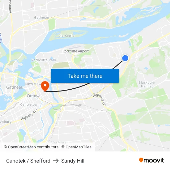 Canotek / Shefford to Sandy Hill map