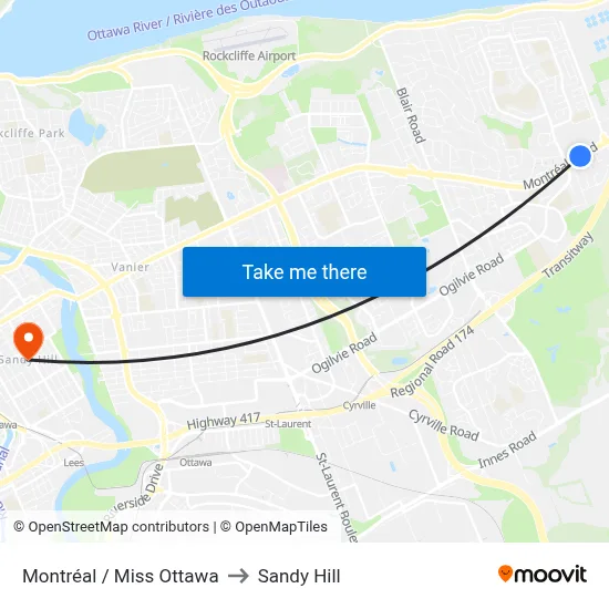 Montréal / Miss Ottawa to Sandy Hill map