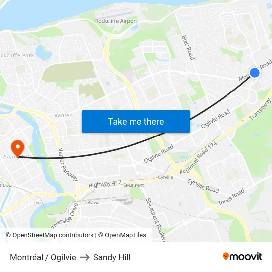 Montréal / Ogilvie to Sandy Hill map