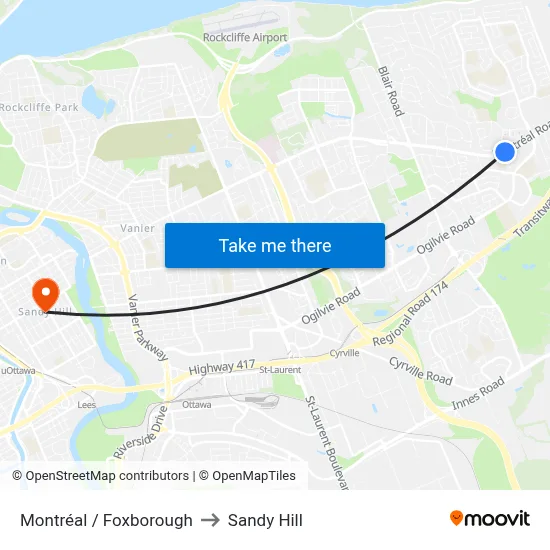 Montréal / Foxborough to Sandy Hill map