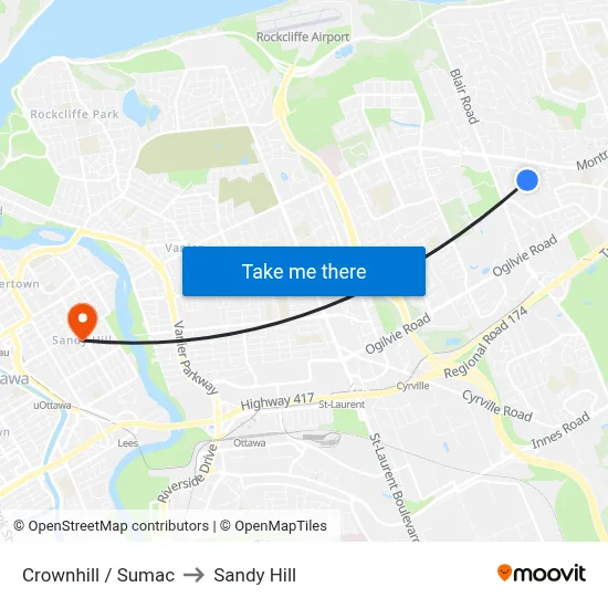 Crownhill / Sumac to Sandy Hill map