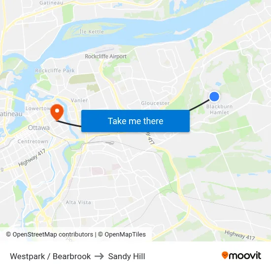 Westpark / Bearbrook to Sandy Hill map