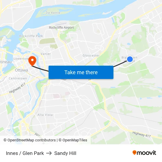 Innes / Glen Park to Sandy Hill map