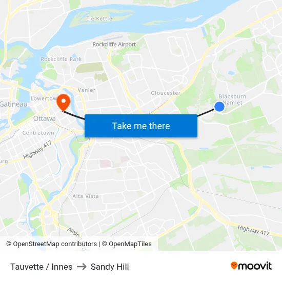 Tauvette / Innes to Sandy Hill map