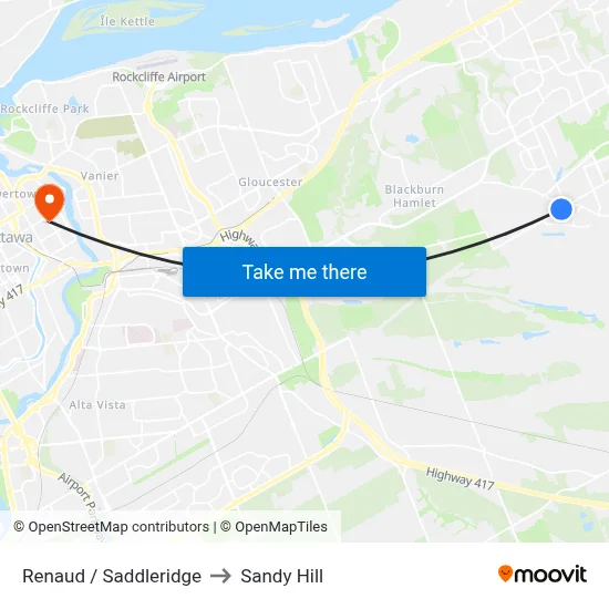 Renaud / Saddleridge to Sandy Hill map