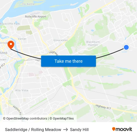 Saddleridge / Rolling Meadow to Sandy Hill map