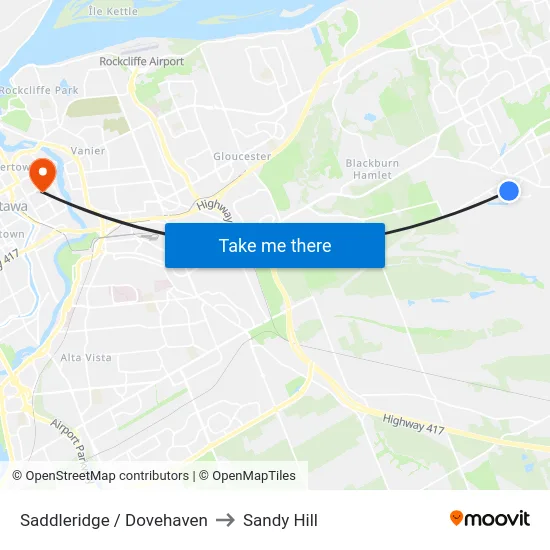 Saddleridge / Dovehaven to Sandy Hill map