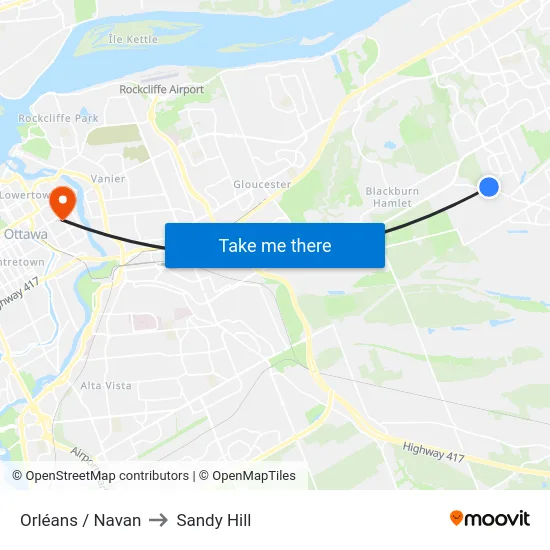 Orléans / Navan to Sandy Hill map
