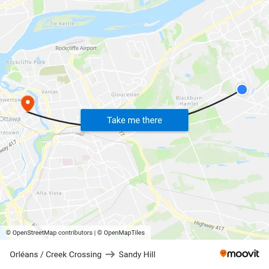 Orléans / Creek Crossing to Sandy Hill map