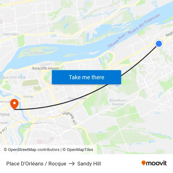 Place D'Orléans / Rocque to Sandy Hill map