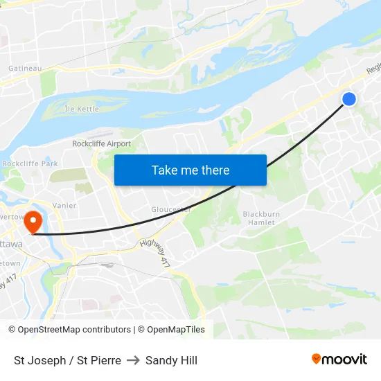 St Joseph / St Pierre to Sandy Hill map