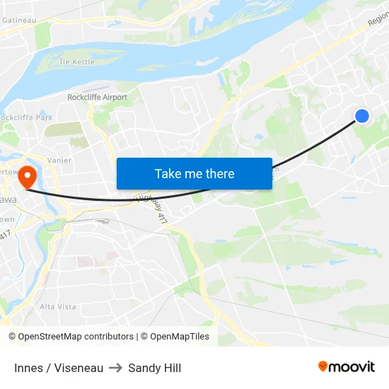 Innes / Viseneau to Sandy Hill map
