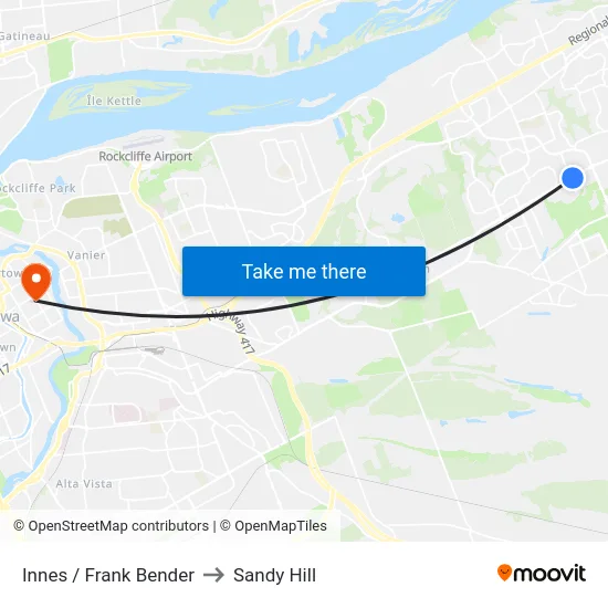 Innes / Frank Bender to Sandy Hill map